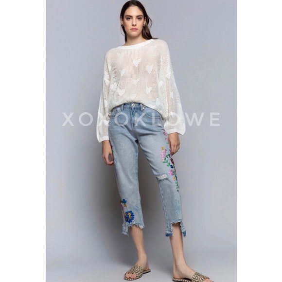 POL Retro 90s Grunge Embroidered Denim Jeans - Picture 7 of 11